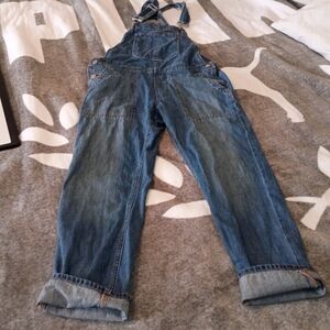 Vintage Y2K Gap Cropped Bibs Overalls Wide Leg S 4